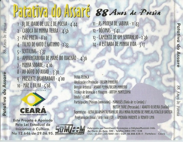 Verso do cd