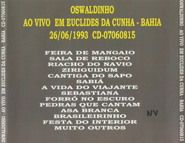 Ao vivo em Euclides da Cunha - verso cd